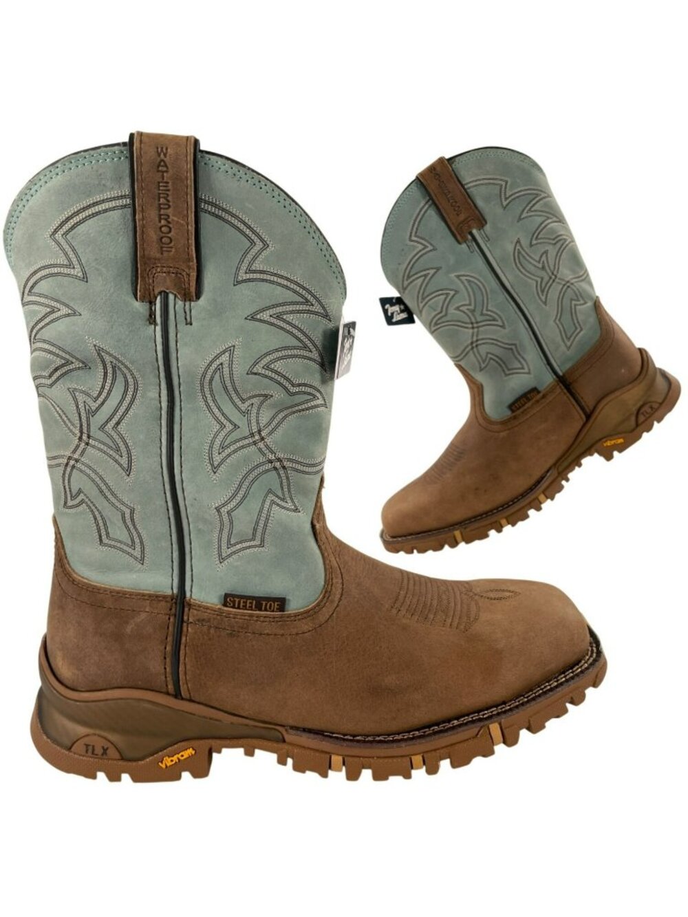 Tony Lama Roustabout Boots 11" Waterproof Steel Toe Vibram Sole Grey Size 9.5 EE
